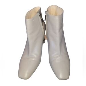 Zara Woman Leather Gray Side Zip Closure Metal Mirror Heels Ankle Bootie EU 40